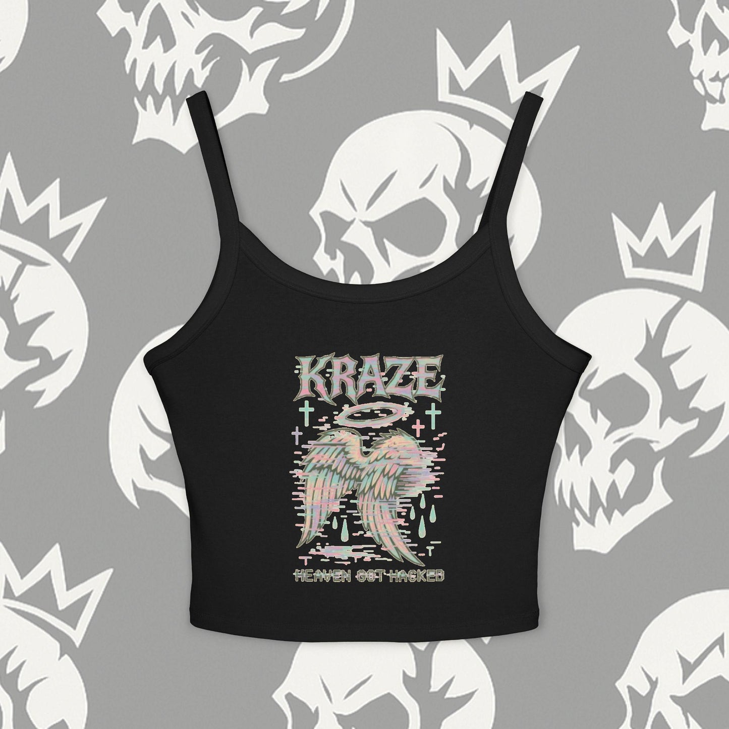 Kraze "HEAVEN GOT HACKED" crop top