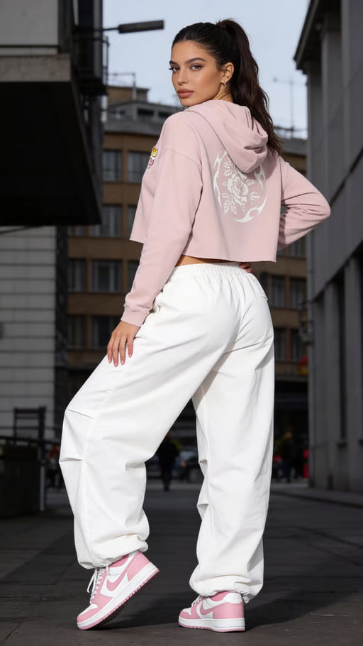 KRAZE "Bloom Vines" Women’s Cropped Hooded Sweatshirt